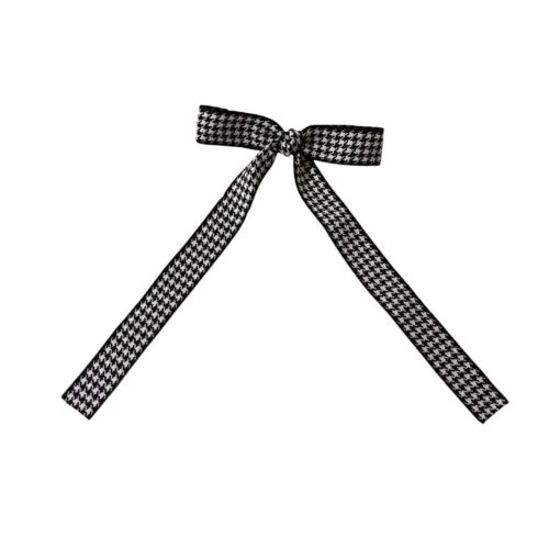 Black And White Houndstooth Handmade Fabric Long hair Barrette/ bow