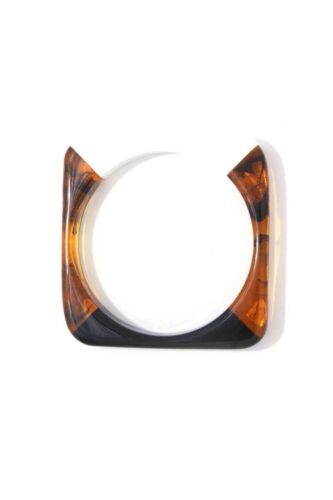 White And Black/ Brown Resin Acrylic Cuff Slide In Square Bangle/Bracelet