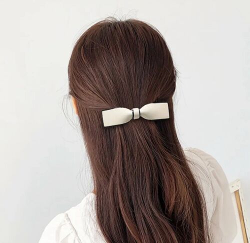 White Large Acrylic Hair Bow/ Barrette