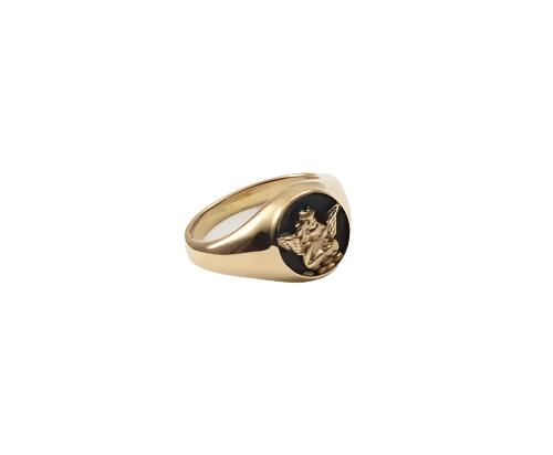 18k Gold Plated 304 Stainless Steel With Black Epoxy Angel Ring Size 7