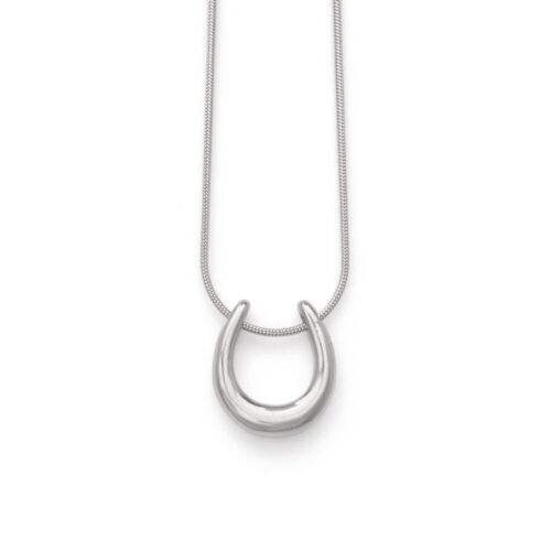 Silver Horseshoe Stainless Steel Pendant Necklace