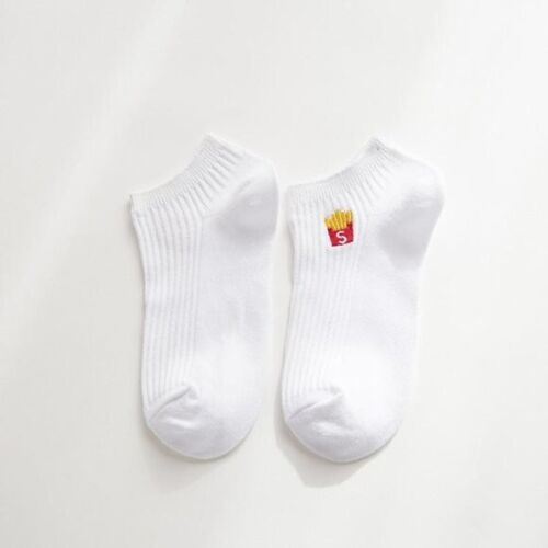 Fries Embroidered White Socks