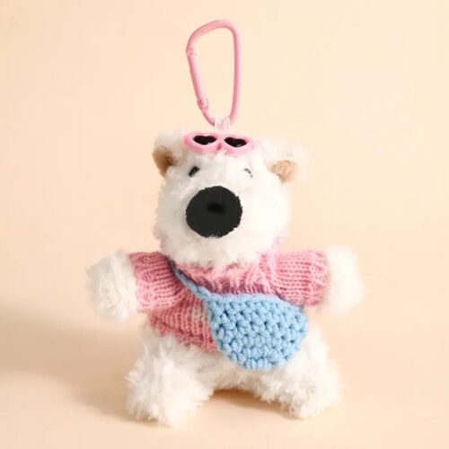 White, Pink And Blue Cute Bear Keychain