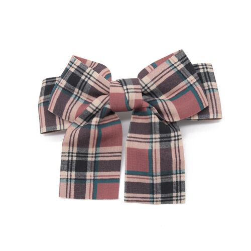 Brown Plaid Fabric hair Barrette/ bow