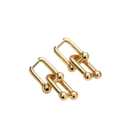 18k Gold Plated Copper Horseshoe Shape Hoop Earrings