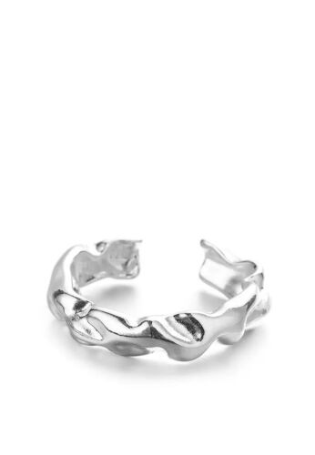 Silver Irregular hammered Style Adjustable Ring