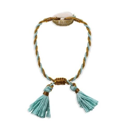 Blue and Gold Shell Tassels Bracelet