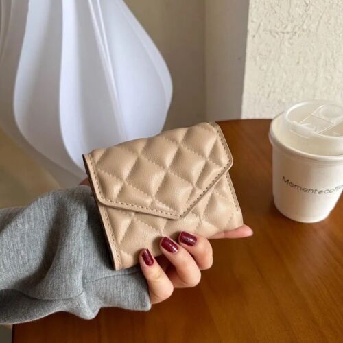 Beige/Khaki Card Holder Mini Quilted Wallet