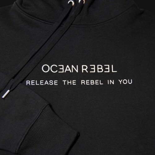 Ocean Rebel Designer Sustainable Relaxed Hoodie Black Sweatshirt Size XS