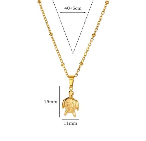 Gold Plated Stainless Turtle Pendant Chain Necklace