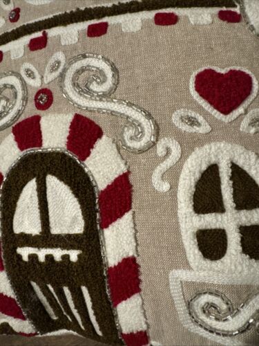 Brown And Beige Beaded Gingerbread Throw Pillow