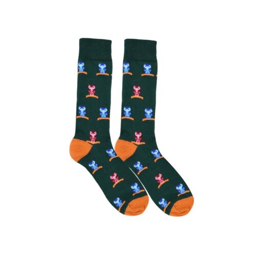 Owl Green And Orange Over The Calf Socks