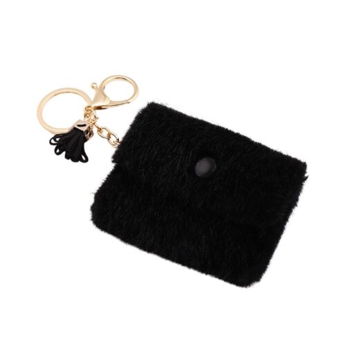 Black Plush Keychain Bag/Coin Purse