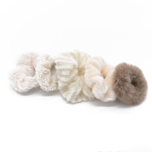 Neutral 5 Piece Hair Scrunchies Set