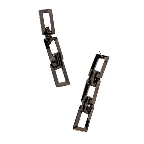 Black Metal Square Links Drop Earring