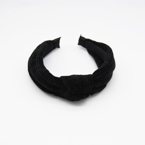 Plain Black Soft Suede Textured Chunky Knot Hairband/ Headband