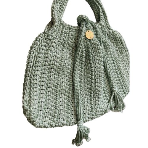 Light Blue Egyptian Handmade Crochet Bag With Tassels