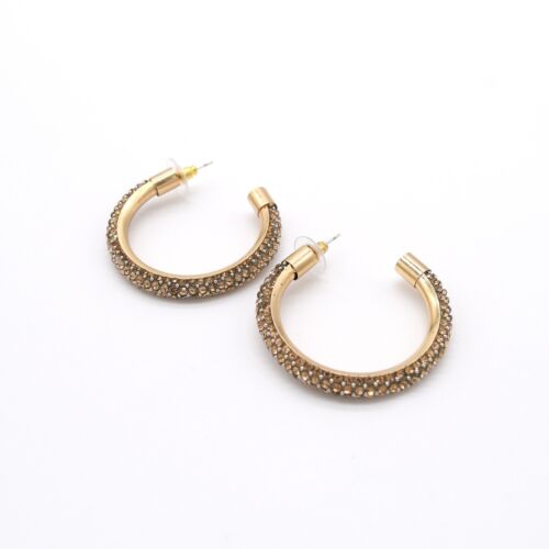 Gold/Bronze Rhinestones Hoop Drop Earring