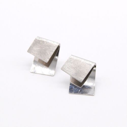 Silver Texture Folded Stud Earring