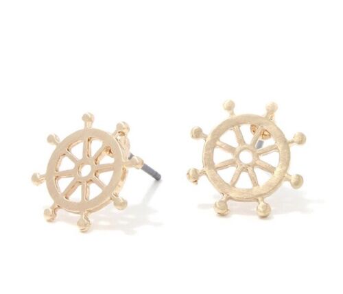 Gold Nautical sailor’s Wheel Stud Earring