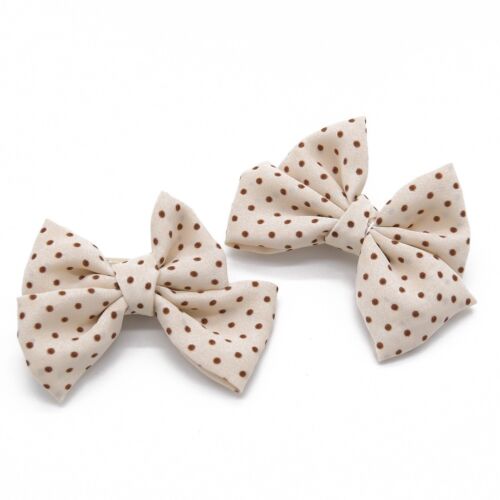 Beige Polka Dots Fabric 2 Piece Hair clip /Hairpiece Set