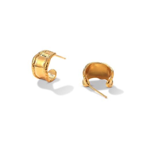 18k Gold Plated Copper C Shape Plain Hoop Earrings