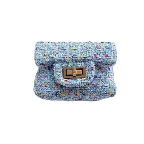 Baby Blue Mini Tweed Kids/Adult Crossbody Clutch/Purse/Bag