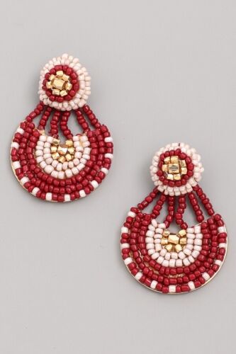 Red And Cream Ethnic Drop Earring