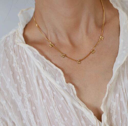 Gold Plated Stainless Mini Cherry Charm Chain Necklace