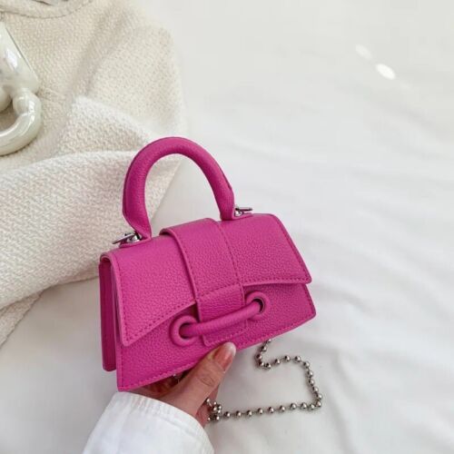 Hot Pink Faux Leather Mini Crossbody Bag/purse