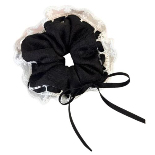 Black And White Lace Hair Scrunchie/ Hair Tie