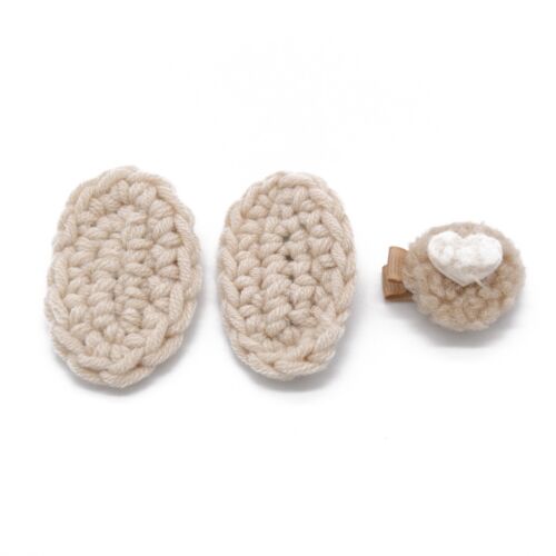 Beige Crochet 3 Piece Hair clip /Hairpiece Set