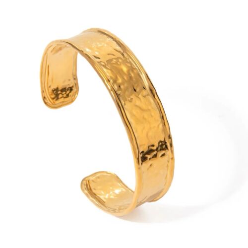 18k Gold Plated Stainless Steel Wide Solid Bangle/Bracelet