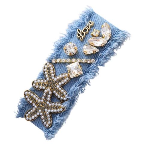 Denim Beach Theme Pearl and Rhinestone Hair clip /Hairpiece