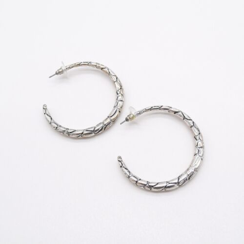 Silver Textured Hoop Earring