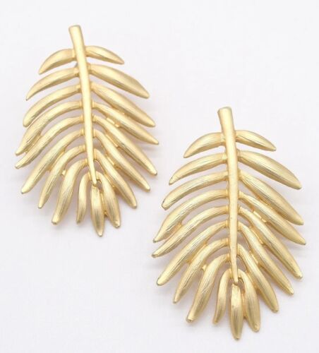 Matte Gold Leaf Drop Earring