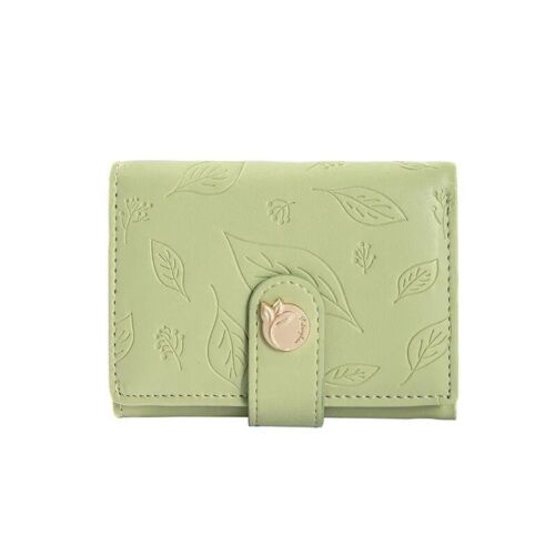 Pastel Green Mini Leaves Card Holder Wallet