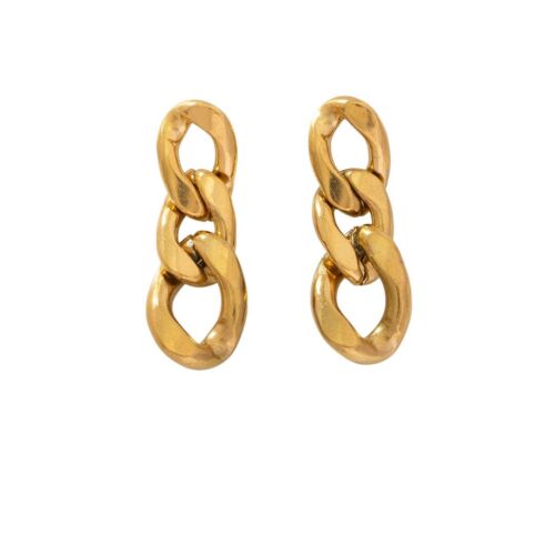 18k Gold Plated Links Chain Style. Stainless Steel Drop Earring