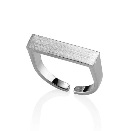 Silver Plain Bar Band Adjustable Ring