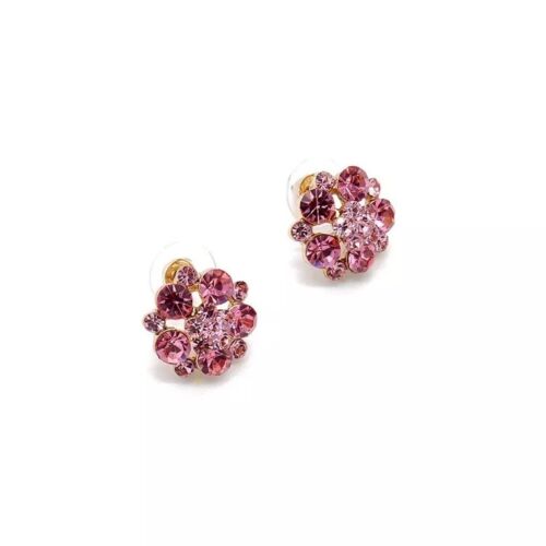 Pink Cubic Zirconia Flower Stud Earring