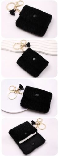 Black Plush Keychain Bag/Coin Purse