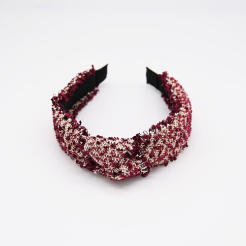 Maroon/Crimson Headband/ Hairband Tweed knot Headband