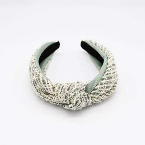 Mint Green And White Tweed Knitted Headband