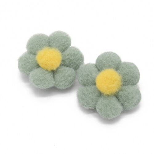 Mint Green Fleece Fabric 2 Piece Hair clip /Hairpiece Set