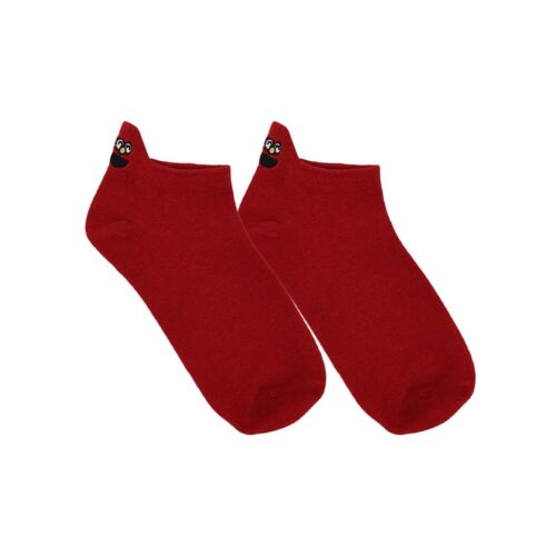 Red Smily Face Embroidered Ankle Socks