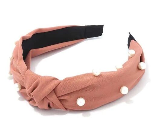 Peach/coral Pearl knot headband/Hairband