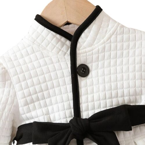 18-24 M White And Black Baby Girl Thermal Belted Quilted Dress/ Coat