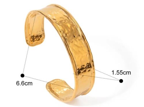 18k Gold Plated Stainless Steel Wide Solid Bangle/Bracelet