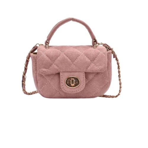 Pink Mini Soft Suede Quilted Crossbody Elegant Clutch/Purse/Bag