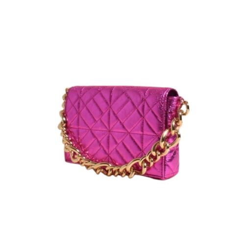 Metallic Hot Pink Quilted Handmade Vegan Leather Shoulder clutch/Purse/bag